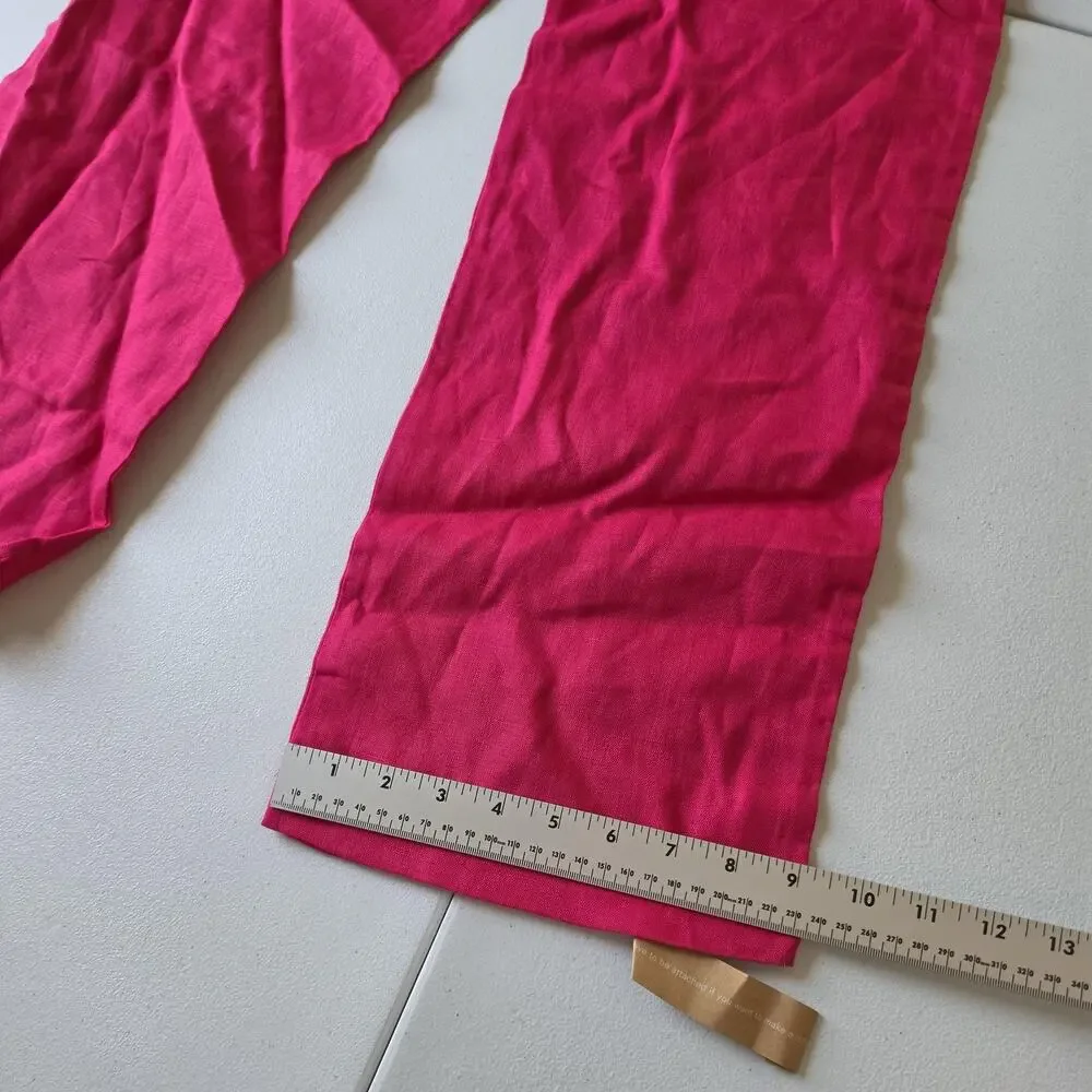 Reformation Pants Womens 0 Pink Linen Wide Leg Pleated Vesta Dress Trousers